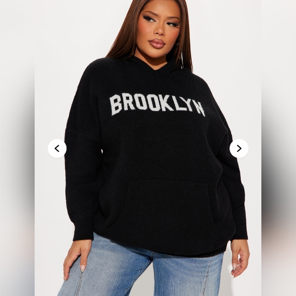 Fashion Nova Black Hooded Sweater